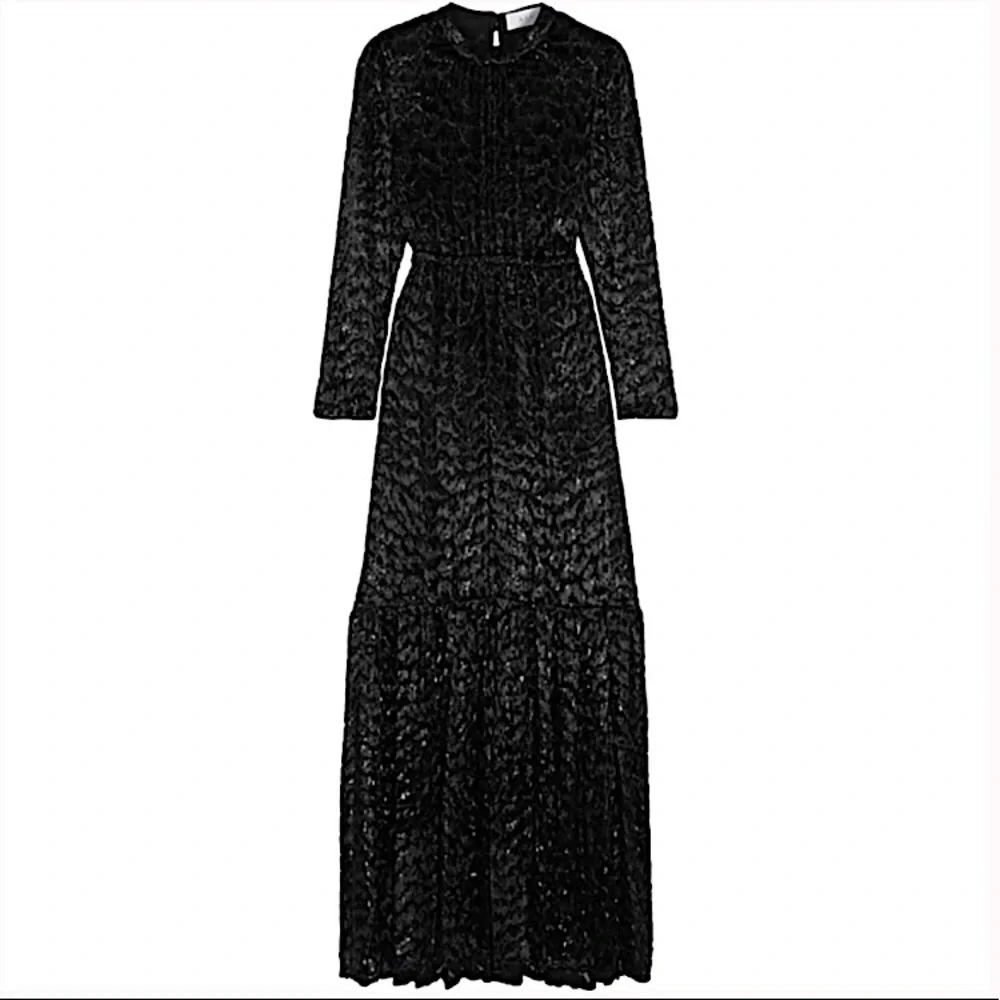 A.L.C. Black Lace Long Sleeve Maxi Dress - Picture 4 of 10